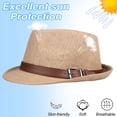 thumbnail image 4 of 56-58 cm circunferencia del sombrero hombres y mujeres cinturón sombrero de copa sombrero de ala corta sombrero de jazz de verano sombrero de paja protector solar, 4 of 5