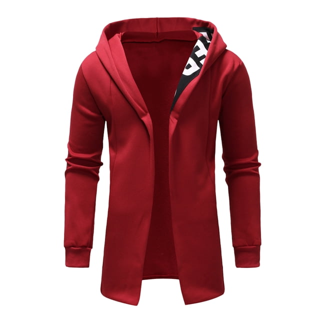 Birdeem Mens Solid Color Design Zipper Pocket with Velvet Long Sleeved Hooded Casual Jacket