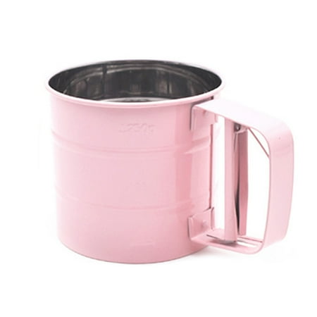 

FTjfrsbc Handheld Mesh Flour Sifter Stainless Steel Powder Shaker Sieve Cup (Pink)