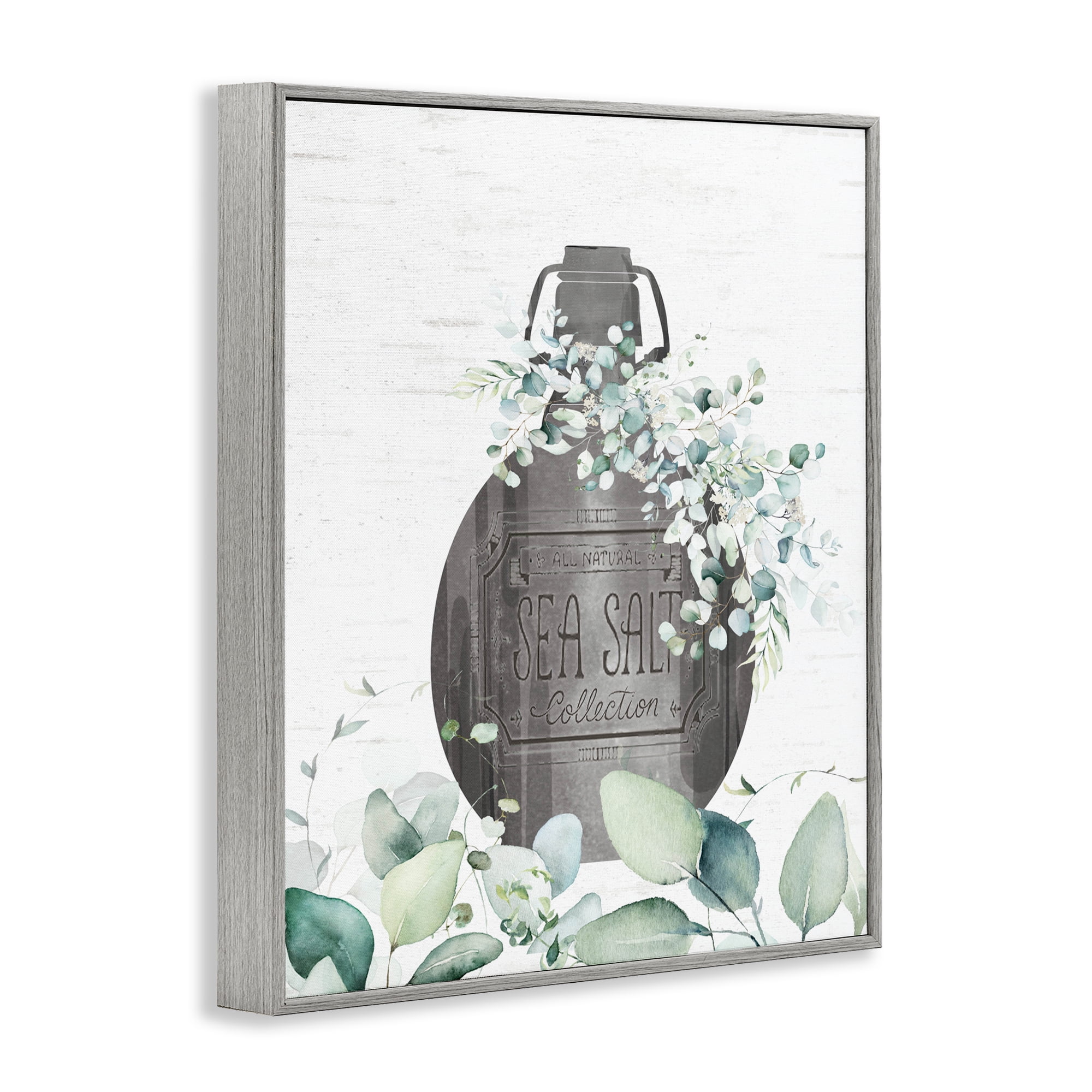 Sea Salt Collection Bottle Gray Framed Giclee Art, design by Lettered and Lined