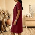 thumbnail image 6 of QUNYINEY Faux Cotton Linen Casual Summer Dresses for Women Midi Red Short Sleeve Shirt Dress with Pockets Collared Button Loose Fit Dresses, 6 of 6