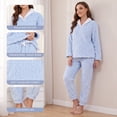 thumbnail image 4 of Heartnice Fluffy Pajamas set for Women Fleece Pullover 2 Piece Pjs Set Soft Plush Sleepwear Winter Loungewear(Light Blue, Mï¼, 4 of 6