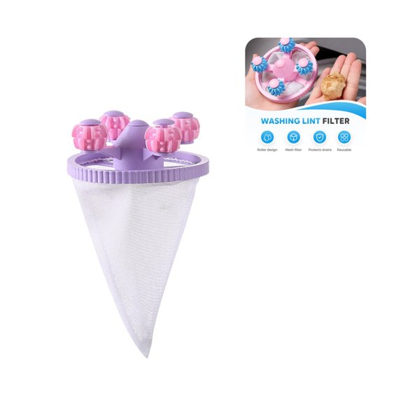 Washing Machine Lint Catcher Floating Hair Filter Net Bag, Reusable Laundry Hair Remover, Floating Lint Filter Trap for Washing Machine Capture Pet Hair, Lint & Debris