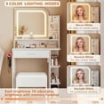 thumbnail image 5 of Vanity Set with Mirror and Lights, Akaber Small Makeup Vanity Desk with Stool, Charging Station, Compact White Vanity with LED Strip, 5 of 9