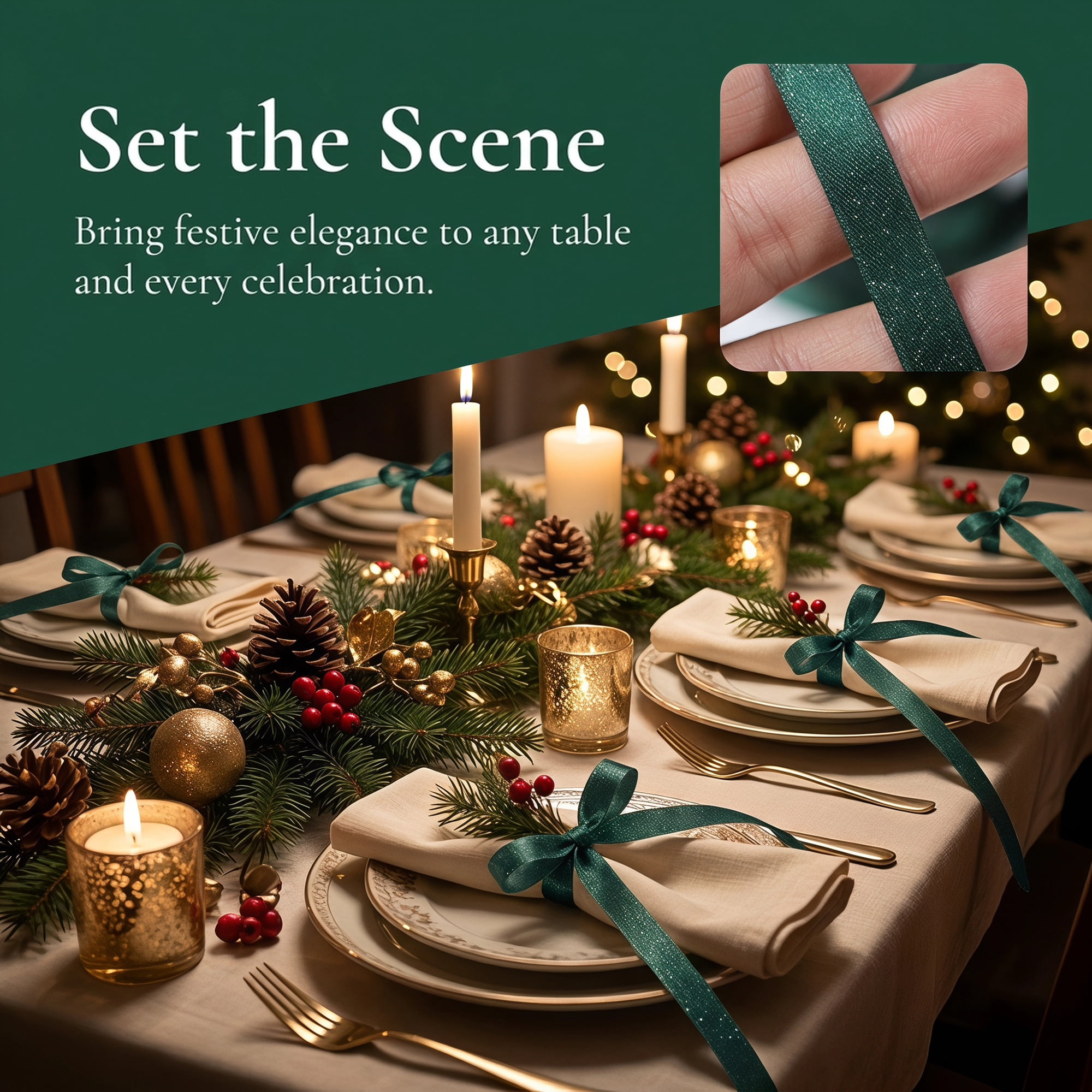 Unique Bargains Structural Woven Edge Trim Decorative Ribbon for Gift Wrapping Green