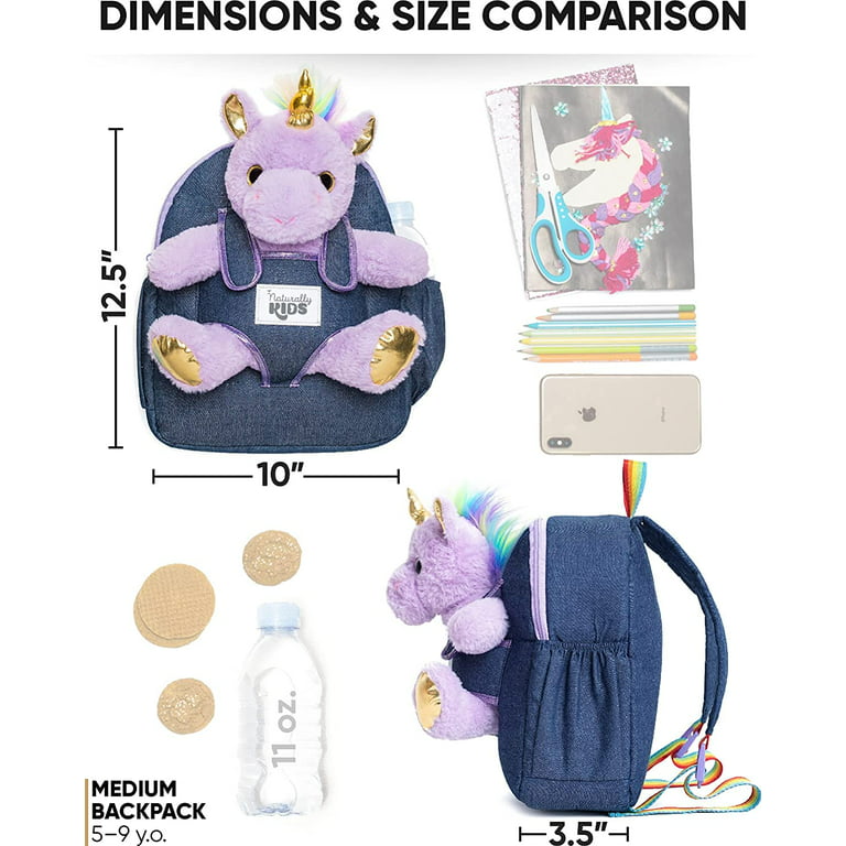Naturally KIDS Small Unicorn Backpack for Girls Unicorn Toys for Girls - Unicorns  Gifts for Girls Age 5- Unicorn Stuffed Animal for Girls - Unicorn Plush Toys  for 3 4 6 7