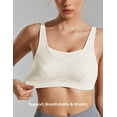 thumbnail image 4 of Wingslove Women's Sports Bra Full Coverage Wireless Bra Plus Size High Impact Non Padded Workout Bra,Ivory 46DDD, 4 of 6