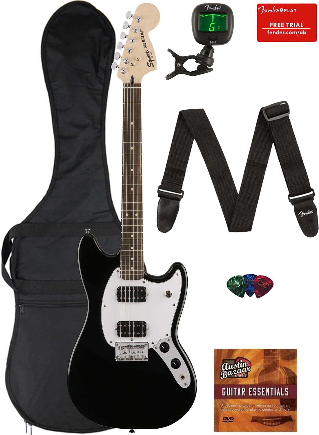 Fender Squier Bullet Mustang HH Black w/ Gig Bag