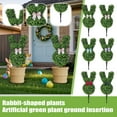thumbnail image 6 of 23.6Inch Easter Artificial Bunny Boxwood Topiary - with Blue Bow & Stake Design, Versatile Greenery Rabbit Easter Decor for Garden, Patio & Home Ornaments, 6 of 9