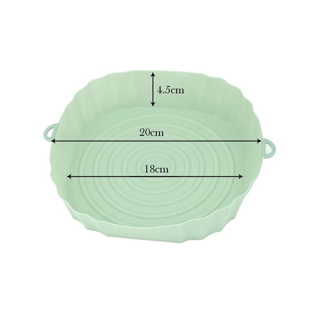 Bandeja de silicona para freidora de aire de 18 m, molde para pollo frito, alfombrilla de silicona, repuesto para parrilla, color verde, 18 cm