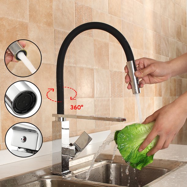 Kitchen Swivel Spout two Handle Sink Faucet No Pull Down Spray Mixer