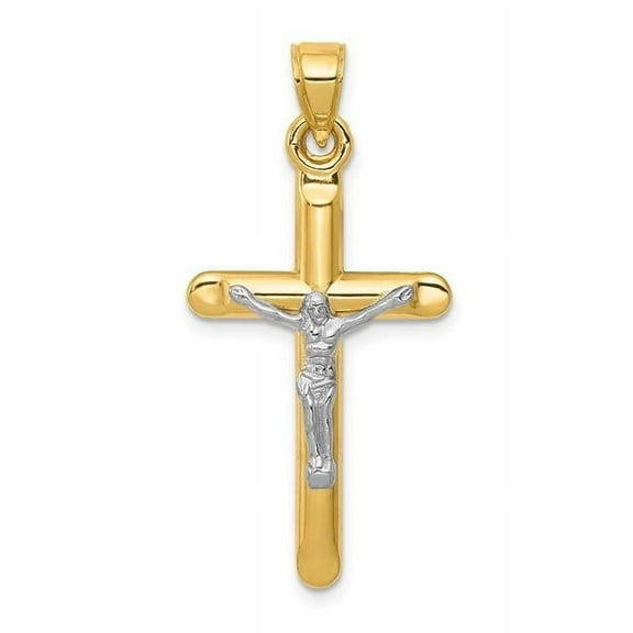 14k Two-tone Gold Hollow Crucifix Pendant