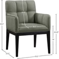 thumbnail image 3 of Meridian Furniture Adrian Green Vegan Leather Dining Arm Chair, Set of 2, 3 of 10