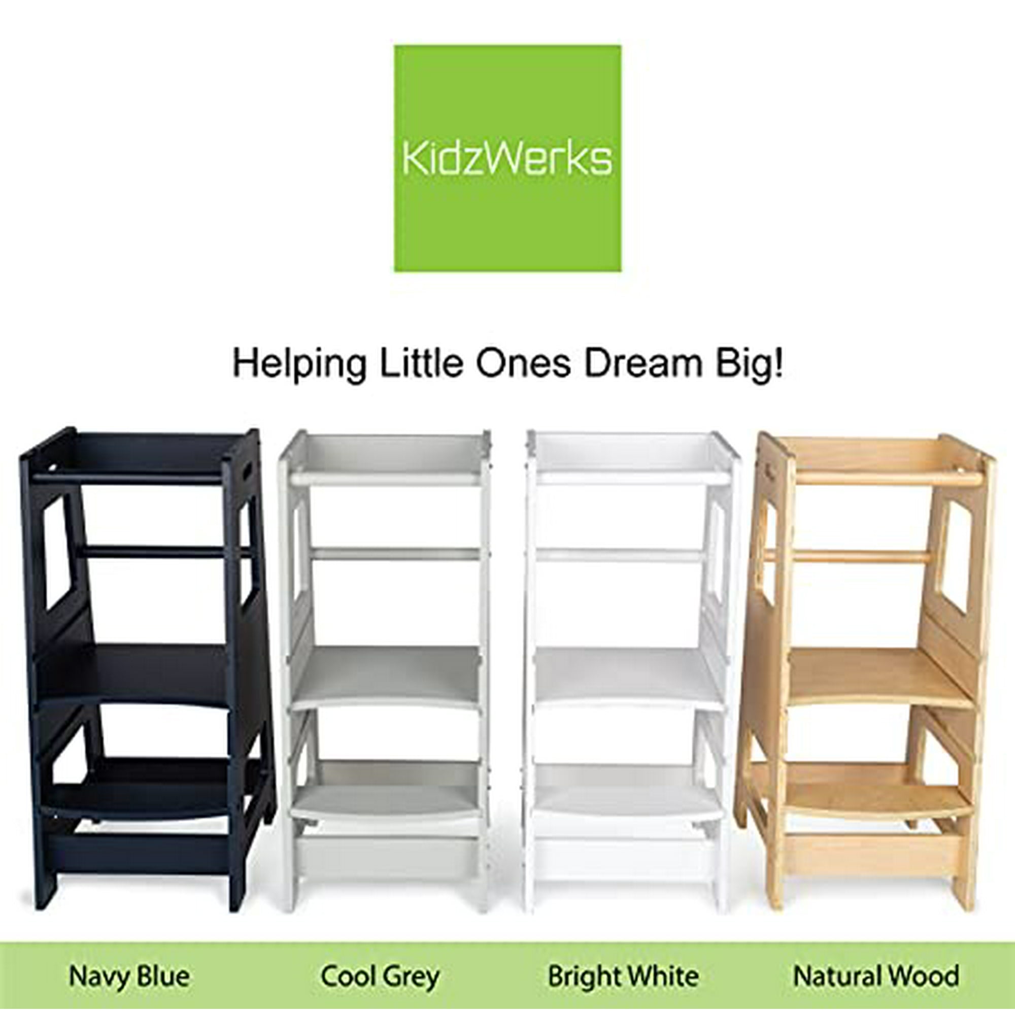 Kidzwerks kitchen step stool for kids wooden step stool with adjustable platform hotsell