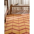 thumbnail image 5 of HAND KNOTTED WOOL GEOMETRIC MODERN AREA RUGS - 5'x8', Rectangle Shape, Gold Red Color, Classic Traditional Design, Low Pile Handmade Area Rugs for Living Room, Bed Room (N01052), 5 of 10