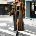 thumbnail image 4 of Sexlip Long Faux Fur Coats For Women Shaggy Lapel Open Front Cardigan Fuzzy Fleece Jacket Long Sleeve Warm Winter Coats Outerwear Brown XXL, 4 of 7