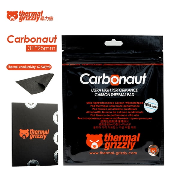 Carbonaut Coussinet en Silicone Dissipant la Chaleur 62,5 W/mc, Haute Conductivité Thermique, Puce CPU/GPU, Coussinet Thermique Réutilisable 31x25x0,2 mm