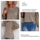 thumbnail image 5 of Camiseta básica de manga larga con escote en V y mangas abullonadas para mujer, color caqui liso, talla M, 5 of 6