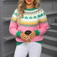 thumbnail image 5 of HOMBOM Womens Fall Sweaters Warm Knit Pink Floral Christmas Crew Neck Tops for Womens Pullover, 5 of 9