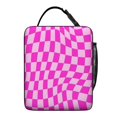 thumbnail image 5 of Pink Wavy Checkered Pattern Insulated Lunch Bag for Men Women,Waterproof Lunch Box for Work,Picnic or Travel,Thermal Insulation,10.63x9.06x3.54 Inches, 5 of 5