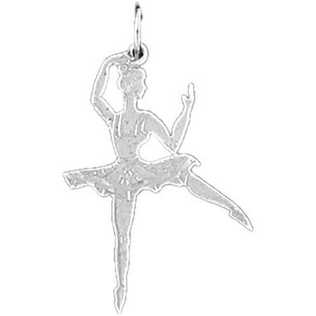 14K White Gold Ballerina Pendant - 30 mm