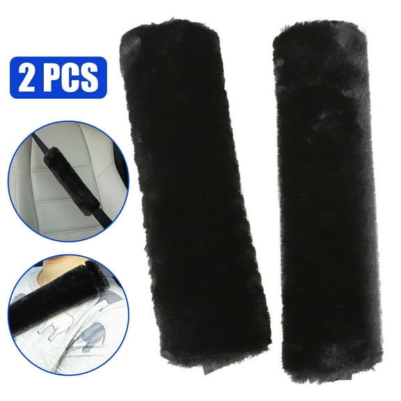 2pcs Car Auto-Sheepskin Seat Belt Covers Soft Shoulder Strap Pads Cushion Headrest