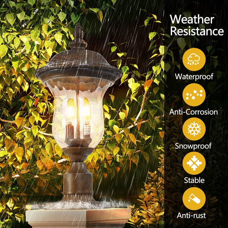 21" Outdoor Lamp Post Light, Vintage Bronze Garden Lantern with Clear Glass Shade, Waterproof Exterior Lighting Fixture for Yard, Porch, Walkway, Driveway (No Bulb, 1-Pack)
