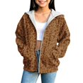 thumbnail image 4 of Girls Full Zip Up Hoodies Leopard Pattern Casual Jacket Kids Long Sleeve Hoodies with Pockets, 4 of 5