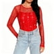thumbnail image 4 of RKSTN Women's Sparkly Sequin Mesh Long Sleeve Tops Oversized Crewneck Elegant Shiny Penetrating T Shirts Womens Casual Plus Size Round Neck Loose Fits Comfy Tee Prom Party Gathering Elastic Blouses, 4 of 8