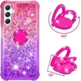 thumbnail image 2 of Clear Case for Samsung Galaxy A24 4G with Kickstand for Girls Women, Liquid Glitter Sparkle Bling Cute Case Gradient Quicksand Cover for Samsung Galaxy A24 4G JB Pink Mauve, 2 of 9