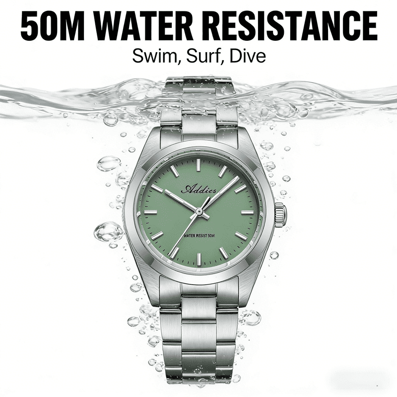 ADDIES Womens Watch 31mm Stainless Steel Sapphire Crystal Japanese Quartz BGW9 Lume 50M Waterproof Analog Dress Watch Ladies Gift Birthday