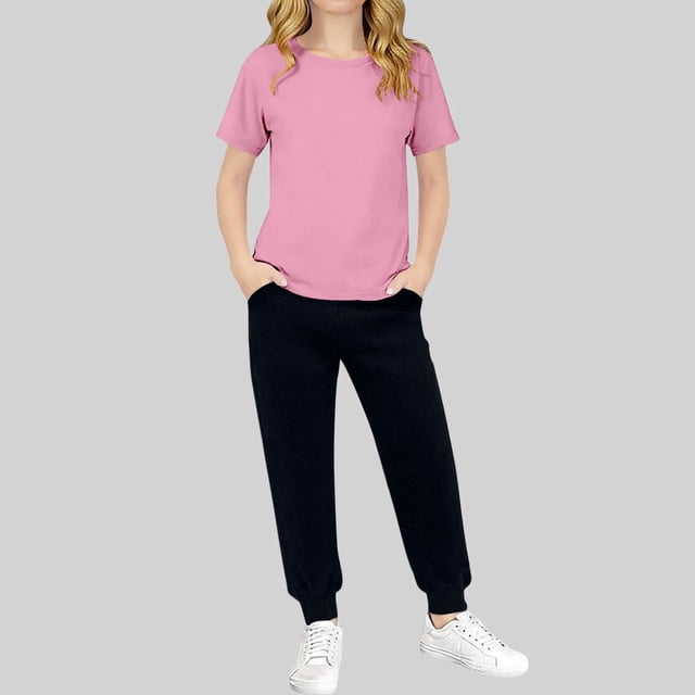 Conjuntos de blusas y camisas de cuello redondo y manga corta Zhongda Conjunto de manga corta para niños Pantalones de manga corta de verano Conjunto de dos piezas Ropa para niños de color sólido Pant