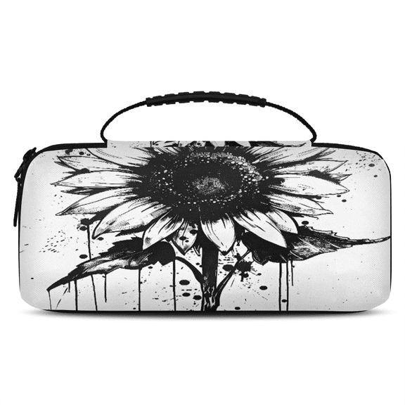 Herdesigns Sunflower Black Carrying Case for Nintendo Switch OLED Model 2021 & Switch 2017 with 20 Game Card Slots, Portable Travel Carry Case for Accessories and Console