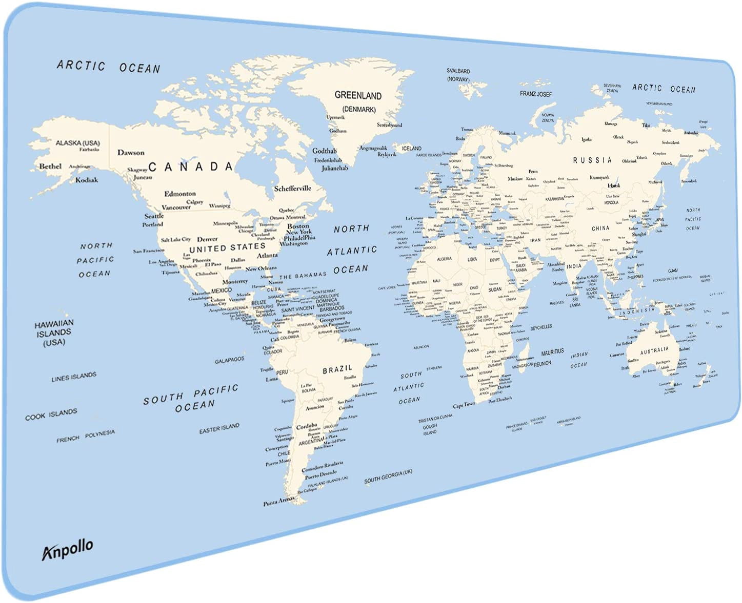 Extended Gaming Mouse Pad Large Size 35.4x15.7x0.12inches Anti-Fray Stitched Edges XXL Mousepad Desk Mat for Gamer Computer PC Keyboard and Mouse, World Map