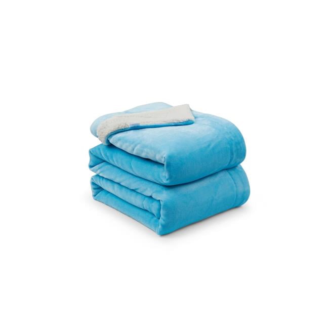 90 x 90 in. Sherpa Queen Blanket Blue 100 Percent Polyester Walmart