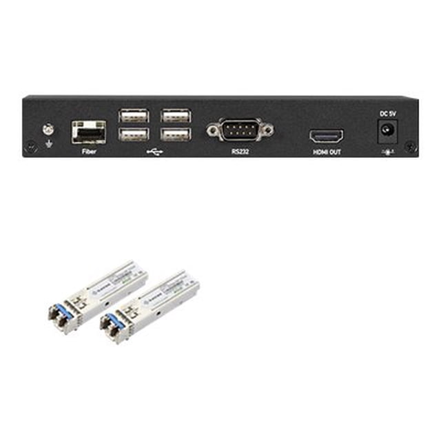 Black Box KVX Series Série KVM Extender over Fiber - 4K, Single-Head, HDMI, USB 2.0, Serial, Audio, Local Video - Émetteur et Récepteur - KVM / Audio / / Extenseur USB - sur Fibre Optique - USB - jusqu'à 6,5 Km - 1U - Conforme TAA - avec 2 x modules Émetteurs-Récepteurs Black Box LFP441 (1250 Mbps, LC MM, 850nm, 550M)