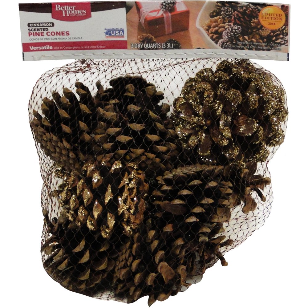 Better Homes and Gardens Cinnamon Scented Gold Glitter Pine Cones