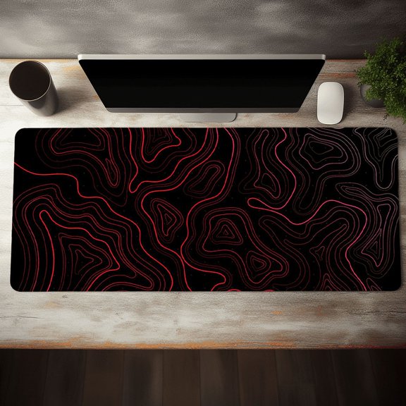 Large Topographic Mouse Pad with Non-Slip Rubber Base and Durable Stitched Edges - 31.4x15.7 inches - Perfect for Work, Gaming, Home Office, and Unique Valentine's Day Gift