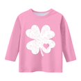thumbnail image 2 of T-Shirt Fille Fête de la Saint-Patrick, Mignon T-Shirt Graphique à Manches 3/4 Col Rond avec Imprimé Irlandais, Hauts Décontractés Printemps Été pour Vacances, Fête d'Anniversaire et Usage Quotidien Rose 110, 2 of 5