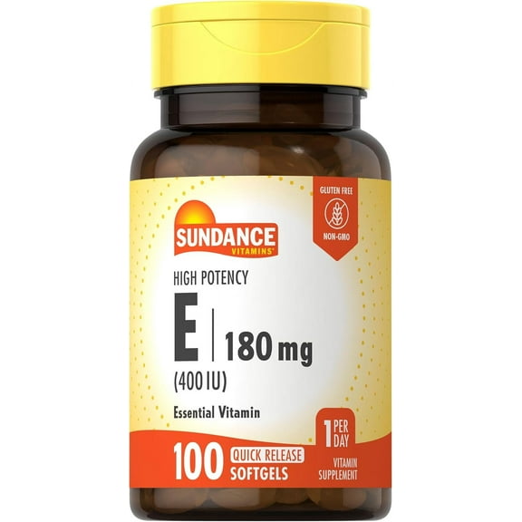 Vitamin E 180mg (400 IU) | 100 Quick Release Softgels | for Men and Women | By Sundance