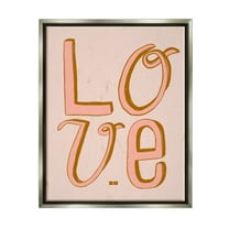 Stupell Industries Boho Love Letters Inspirational Painting Gray Floater Framed Canvas Art Print Wall Art, 25 x 31
