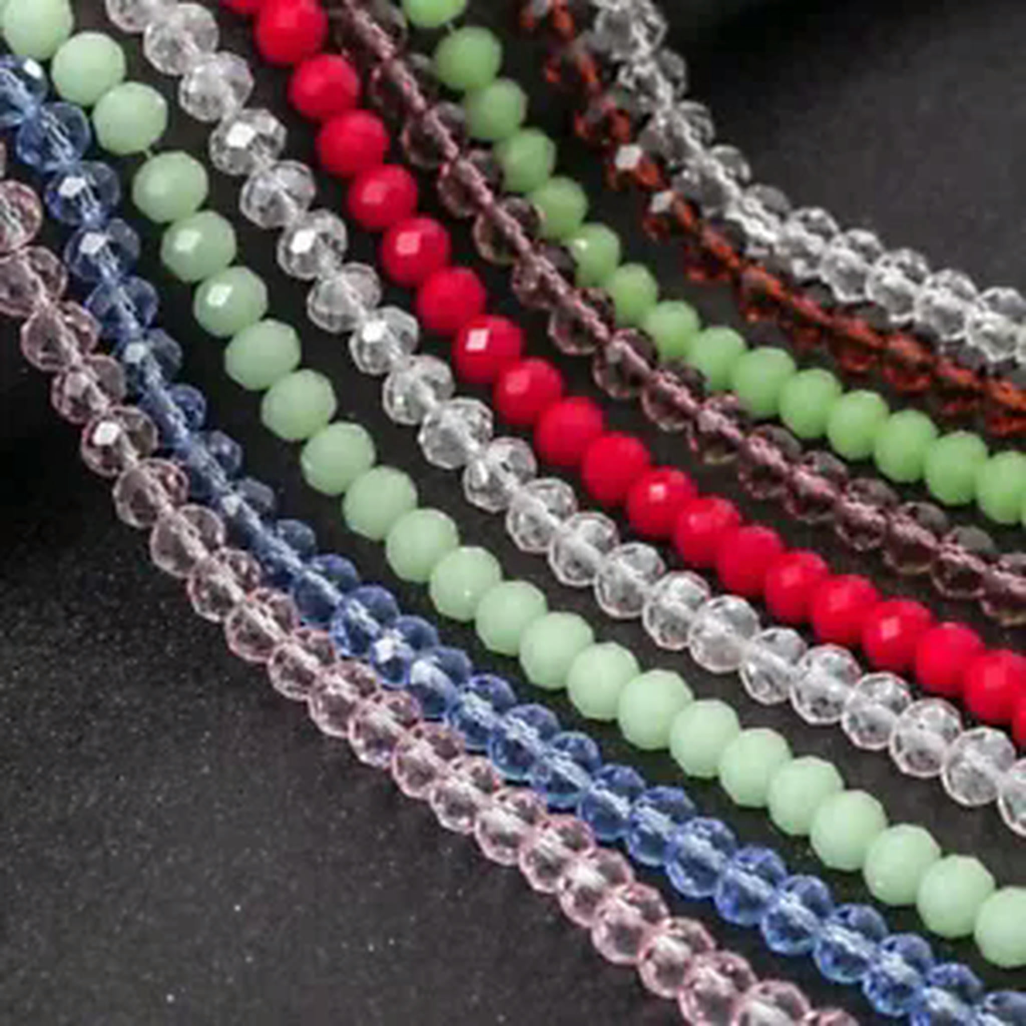 HOOUN 1000pcs 4/6/8MM Faceted Glass Crystal Rondelle Beads Loose Spacer Beads DIY-Blue-6MM
