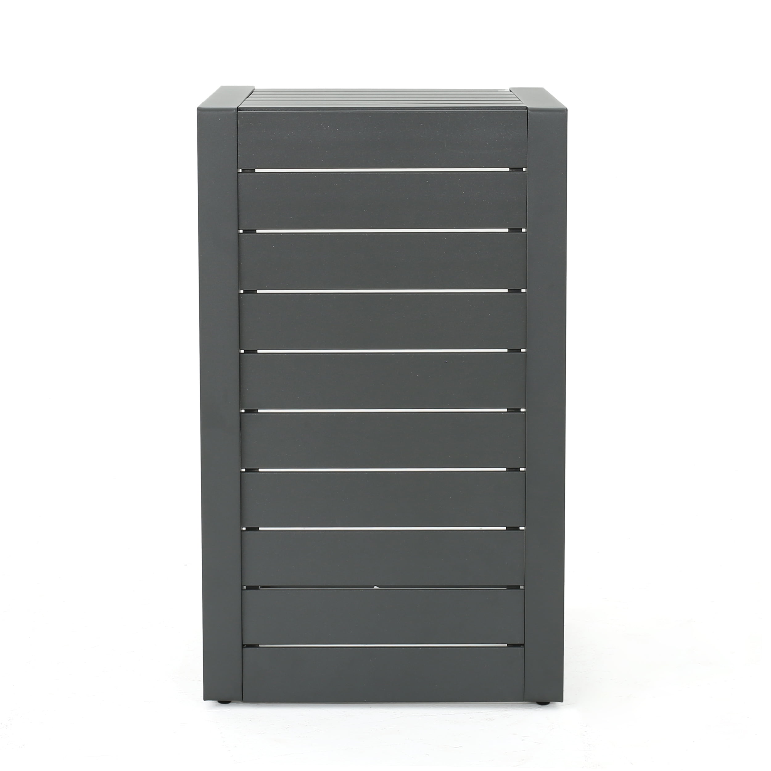 Outdoor Aluminum C Shaped Side Table, Space Saving Accent Table for Patio Garden, Grey