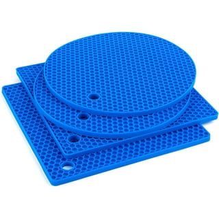 Yesbay 6pcs Silicone Heat Resistant Honeycomb Pads Non-Slip Hot Pot Holder Drying Mats Potholders Kitchen Tools,Blue, Size: 17.8