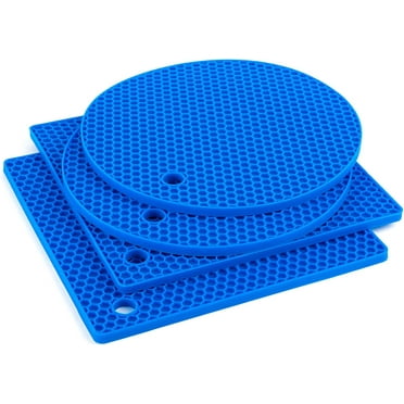 Hot Pads for Kitchen, Silicone Pot Holders for Hot Pots and Pans, Silicone Mats for Kitchen Countertops, Table, Flexible Easy to Wash and Dry, True Blue