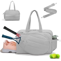 Gocvo Womens Tennis Bag with Shoe Compartment, Versatile Lightweight Tennis Racket Bag, Sports Bag for Tennis Pickleball Badminton (Grey)