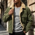 thumbnail image 4 of Ceisia Mens Lapel Corduroy Sherpa Lined Button Front Warm Winter Jacket Coat Army Green M Gift, 4 of 7