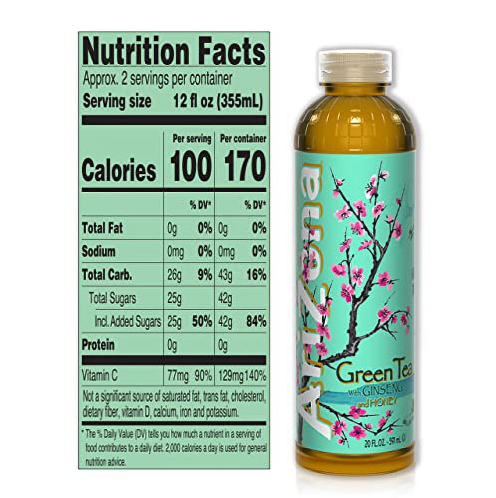 AriZona Green Tea with Ginseng and Honey, 20 Fl Oz (Pack of 12)