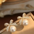 thumbnail image 5 of Christmas Earrings for Women Pearl Bow Earrings Xmas Holiday Christmas Jewelry Gifts Outfits Stocking Stuffers 2025, 5 of 6