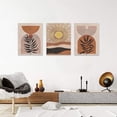 thumbnail image 4 of Boho Wall Art Set of 3, Boho Room Decor, Mid-Century Modern Wall Art Prints, Framed Neutral Abstract Geometric Canvas Prints Orange Brown Sun Desert Leaf Minimalist Artwork 12" X 16" Ready To Hang, 4 of 6